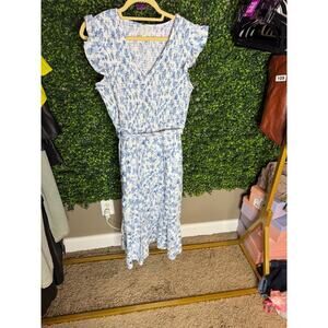 Joie Blue and White Floral Midi Dress